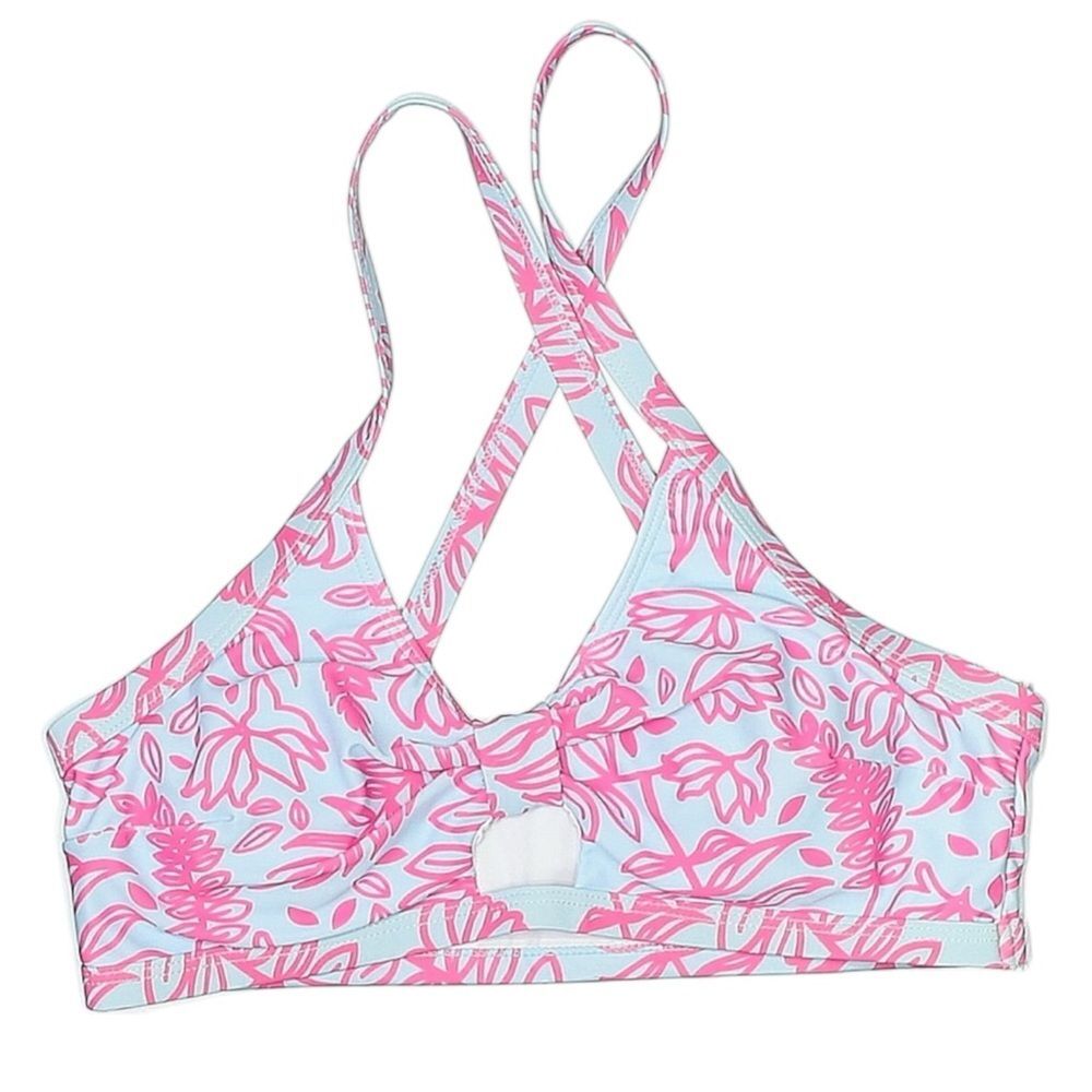 Cupshe Pink and Blue Criss-Cross Bikini Top